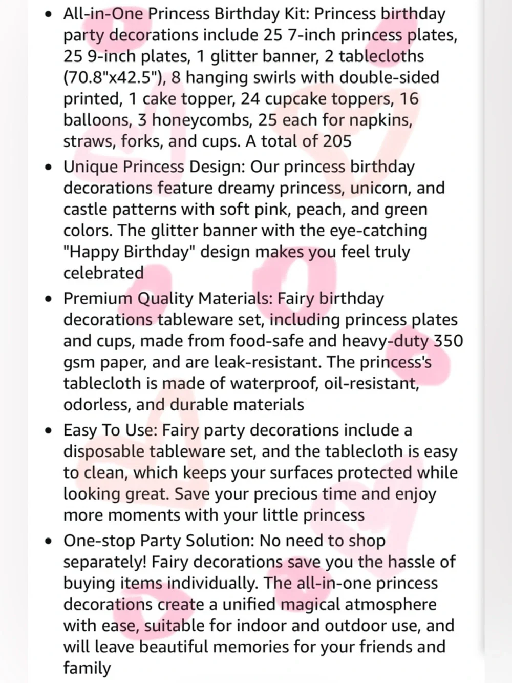 Elegant Pink Peach Princess/Fairy Party Set